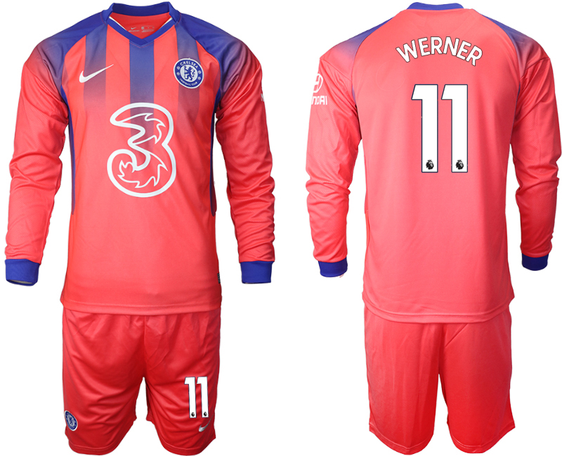 Men 2021 Chelsea away Long sleeve #11 soccer jerseys->youth soccer jersey->Youth Jersey